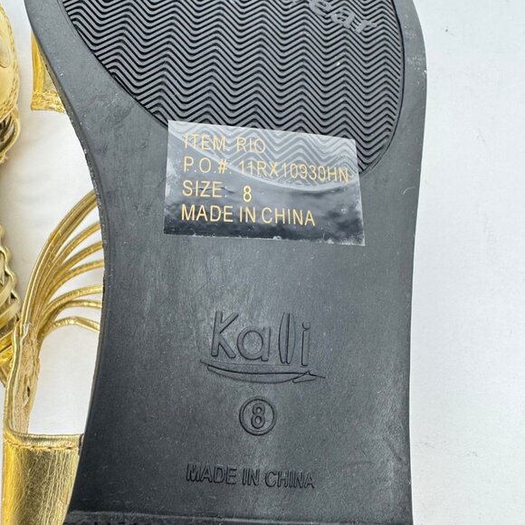 Vintage Kalli Gold Metallic Gladiator Sandals Adjustable Buckle Straps - Picture 9 of 9